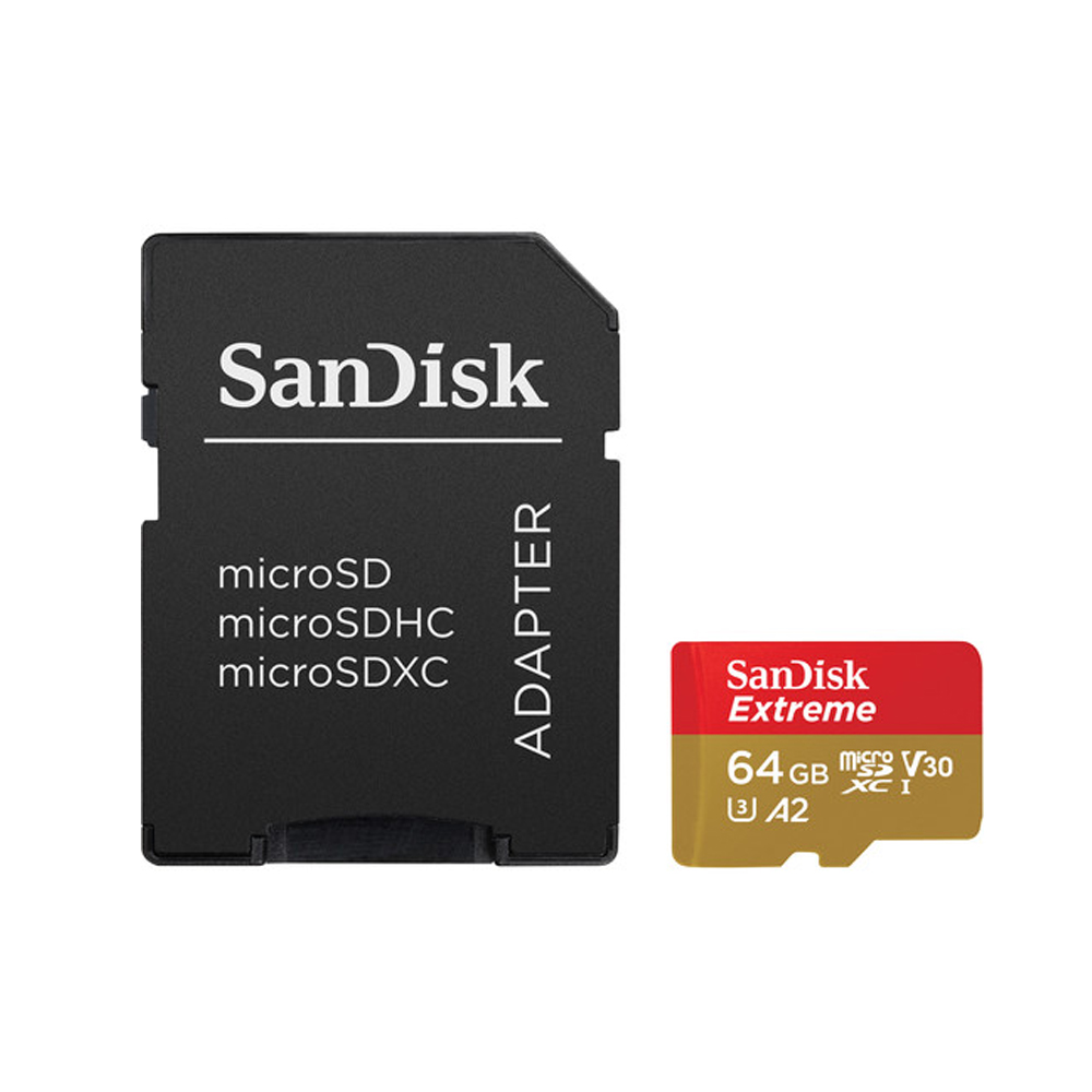 SanDisk EXTREME A2 UHS-I MicroSDXC 64GB 160MB/s 60MB/s with SD Adapter      